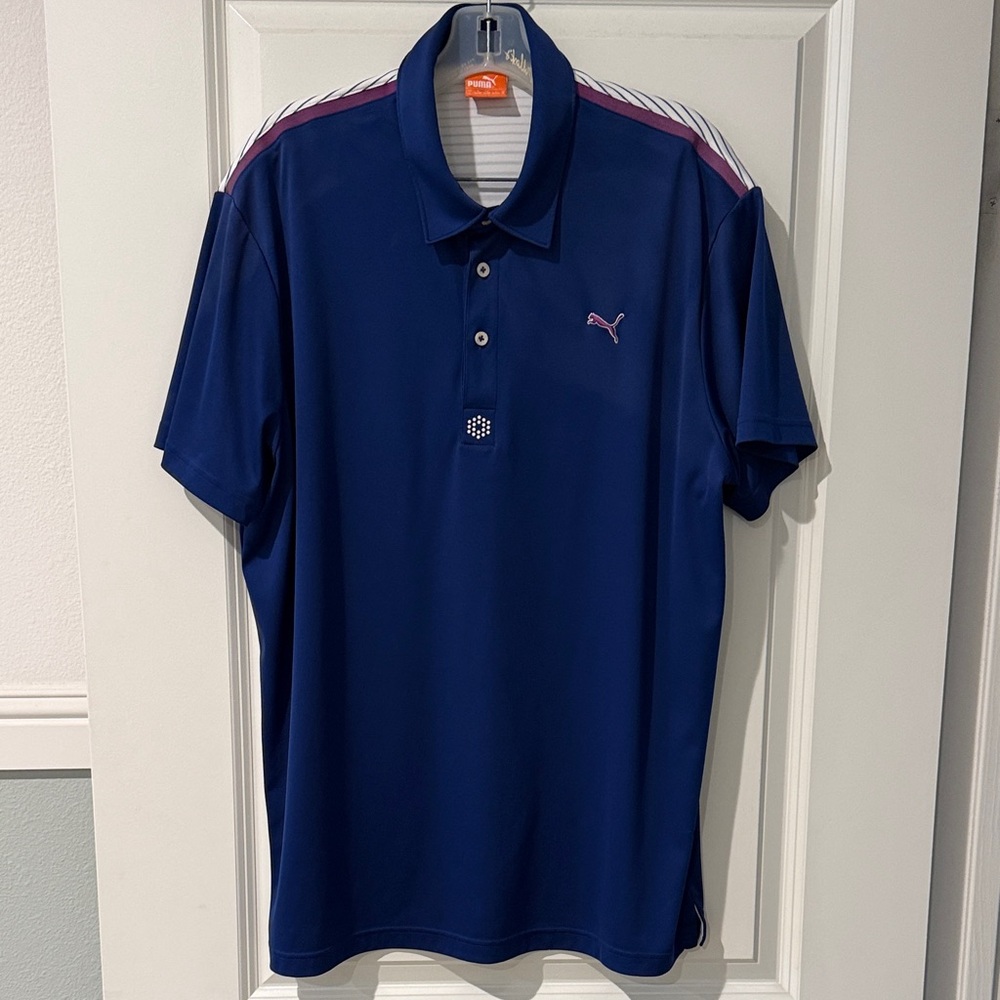 Puma Men's Navy Polo with Accents size large